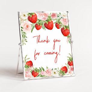 Strawberry Baby Shower Thank you for Coming Poster