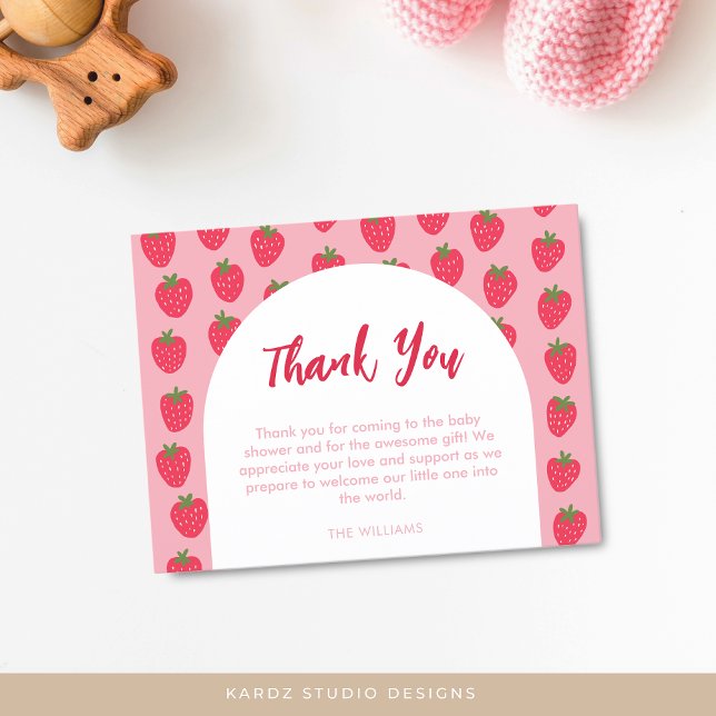 Strawberry Baby Shower Thank You Postcard (Creator Uploaded)