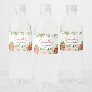 Strawberry Baby Shower Water Bottle Label