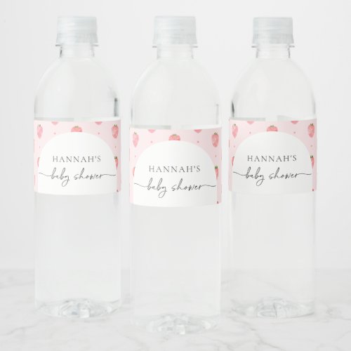 Strawberry Baby Shower Water Bottle Labels