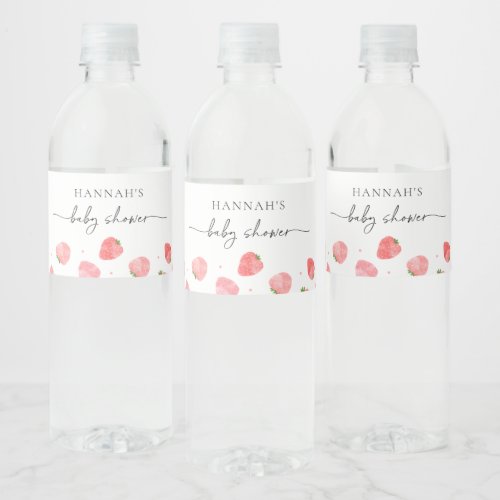 Strawberry Baby Shower Water Bottle Labels