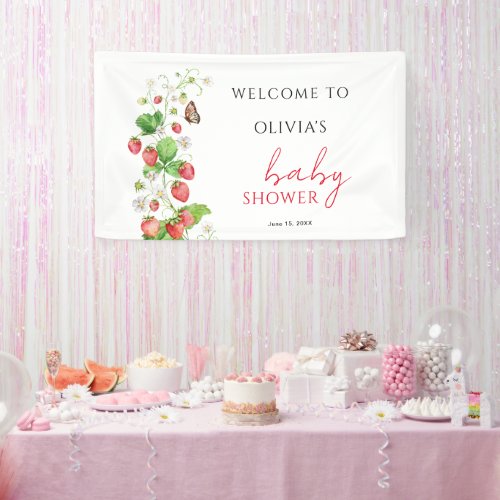 Strawberry Baby Shower Welcome  Banner