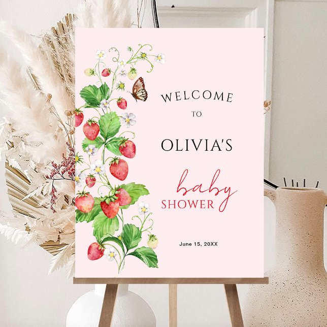 Strawberry Baby Shower Welcome  Foam Board (Creator Uploaded)