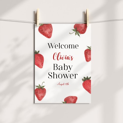 Strawberry Baby Shower Welcome Poster