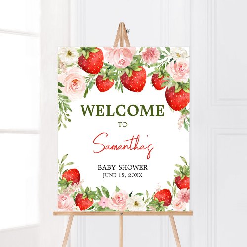 Strawberry Baby Shower Welcome Poster