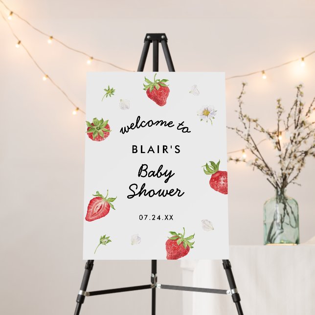 Strawberry Baby Shower Welcome Sign (In Situ (Stand))
