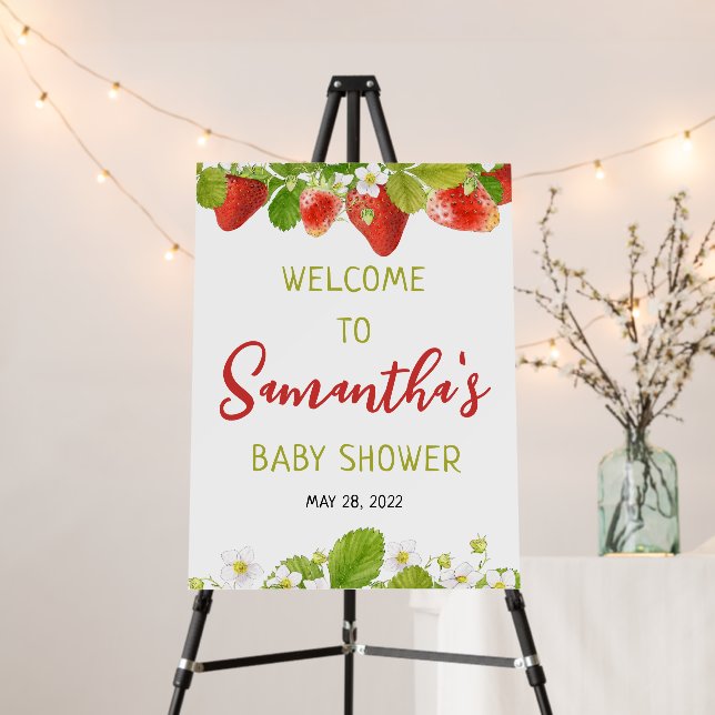 Strawberry Baby Shower Welcome Sign (In Situ (Stand))