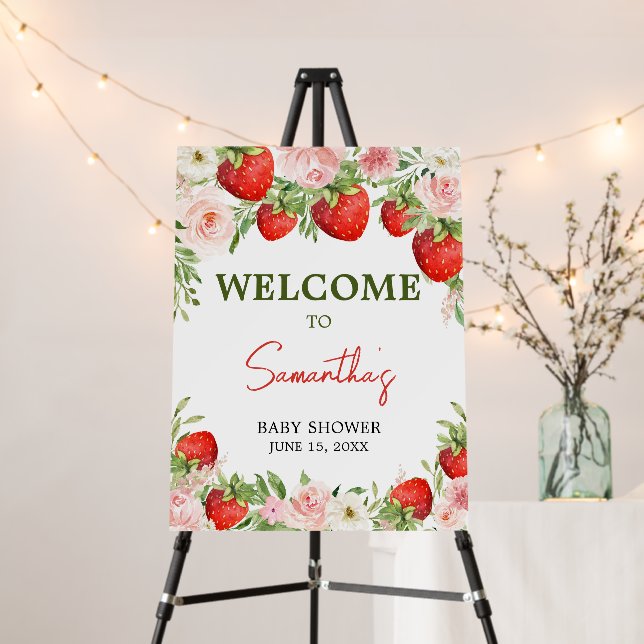 Strawberry Baby Shower Welcome Sign (In Situ (Stand))