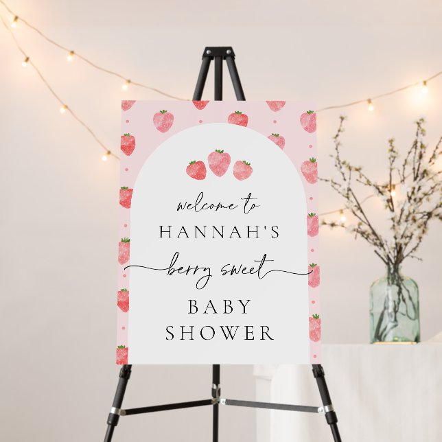 Strawberry Baby Shower Welcome Sign (In Situ (Stand))
