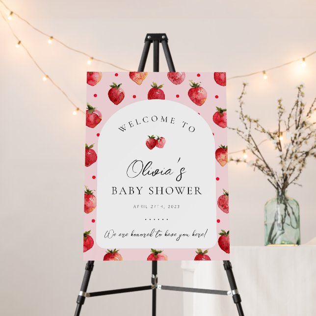 Strawberry Baby Shower Welcome Sign | Berry Sweet  (In Situ (Stand))