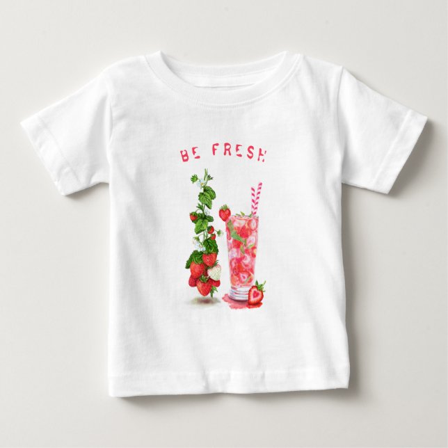 Strawberry Baby T-Shirt Juice Cool Drink Fruit (Front)