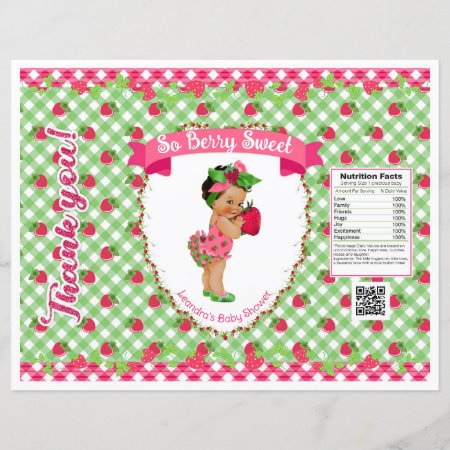 Strawberry Baby Theme Green Pink Gingham Chip Bag