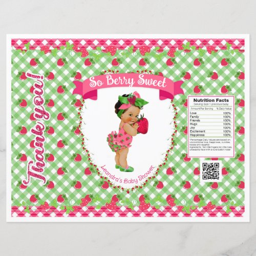 Strawberry Baby Theme Green Pink Gingham Chip Bag
