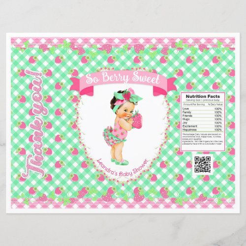 Strawberry Baby Theme Pink  Mint Gingham Chip Bag