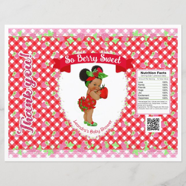 Strawberry Baby Theme Red Gingham Chip Bag (Front)
