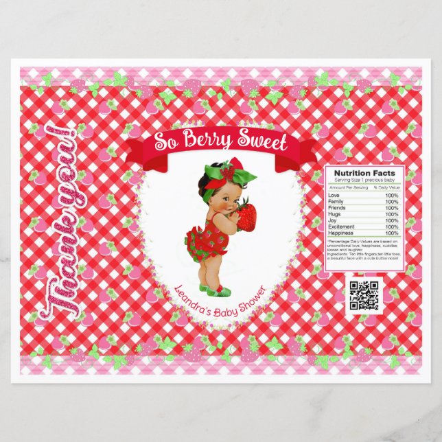 Strawberry Baby Theme Red Gingham Chip Bag (Front)