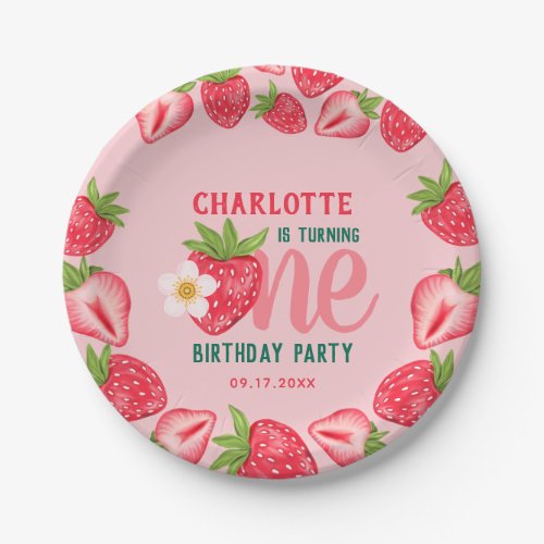 Strawberry Baby Turning One 1st Birthday Party  Paper Plates