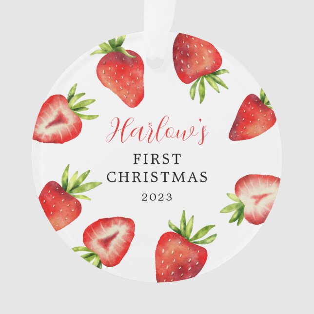 Strawberry Baby's First Christmas Ornament (Front)