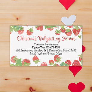Strawberry Babysitter Daycare Childrens Preschool Business Card