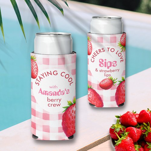 Strawberry Bachelorette Staying Cool Berry Crew Seltzer Can Cooler