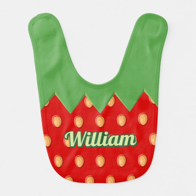 Strawberry Background Pattern Baby Bib (Front)