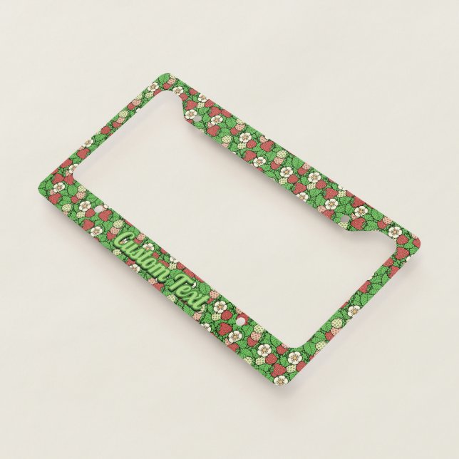 Strawberry Background Pattern License Plate Frame (3/4)