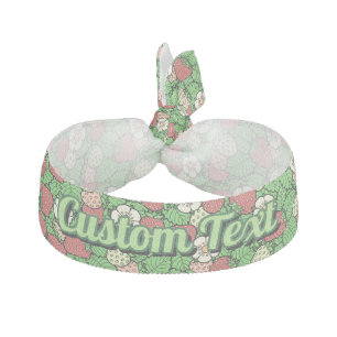 Strawberry Background Pattern Ribbon Hair Tie
