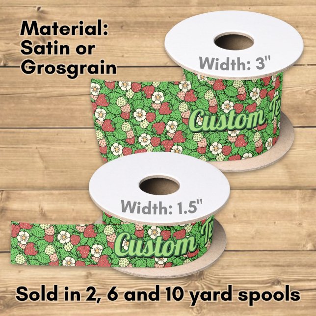 Strawberry Background Pattern Satin Ribbon (Creator Uploaded)