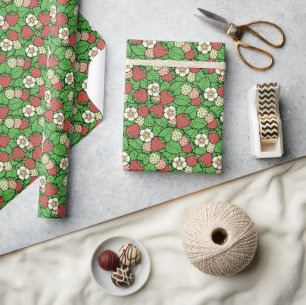 Strawberry Background Pattern Wrapping Paper