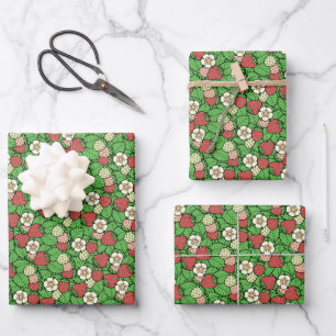 Strawberry Background Pattern Wrapping Paper Sheets