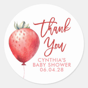 Strawberry Balloon Cute Fun Thank You Classic Round Sticker