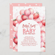 Strawberry Balloons Berry Sweet Baby Shower Invitation