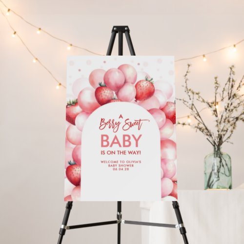 Strawberry Balloons Red Pink Baby Shower Welcome Foam Board