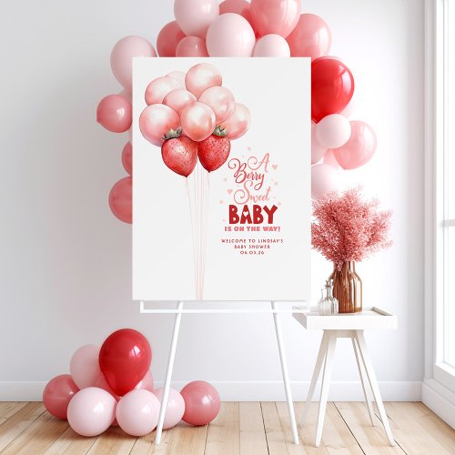 Strawberry Balloons Red Pink Baby Shower Welcome Foam Board