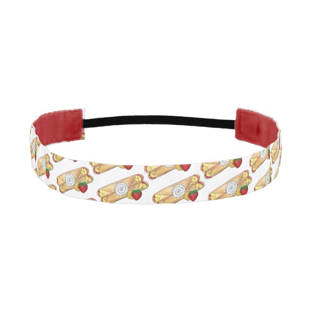 Strawberry Banana Crêpe Pancake French Food Crepes Athletic Headband (Front)