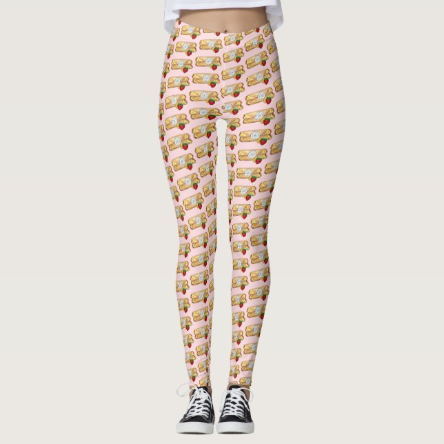 Strawberry Banana Crêpe Pancake French Food Crepes Leggings (Front)