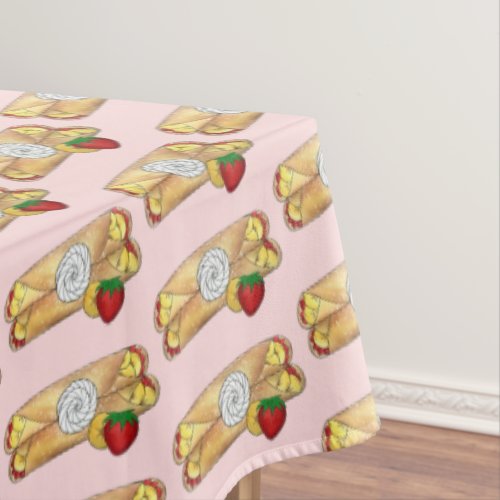 Strawberry Banana Crpe Pancake French Food Crepes Tablecloth