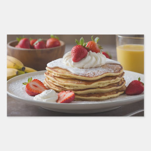 Strawberry & Banana Pancakes Rectangular Sticker