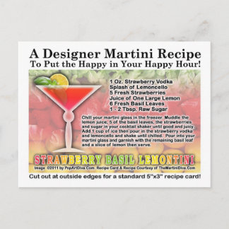 Strawberry Basil Martini Recipe Postcard