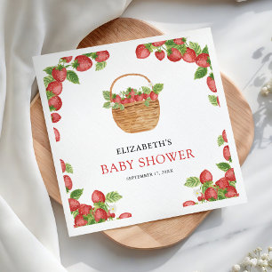 Strawberry Basket Berry Sweet Baby Shower Napkins