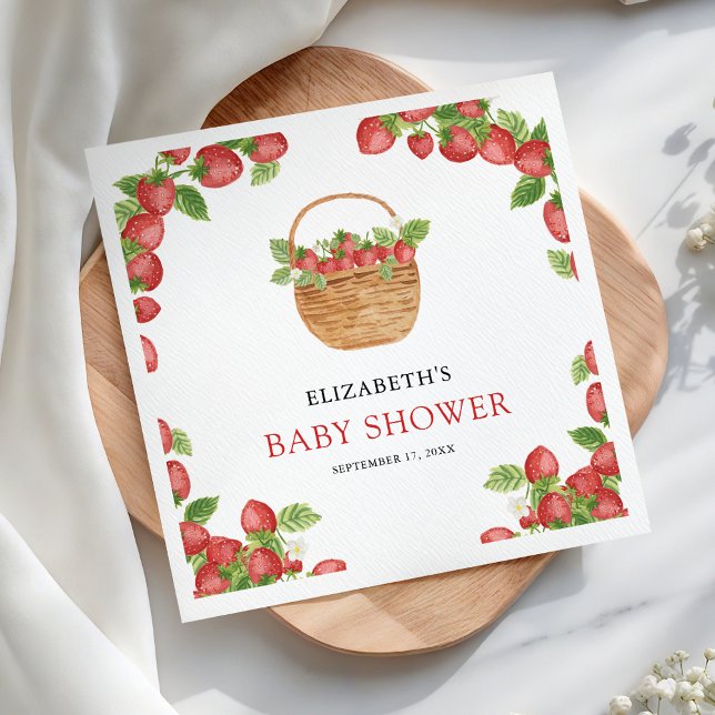 Strawberry Basket Berry Sweet Baby Shower Napkins (Creator Uploaded)