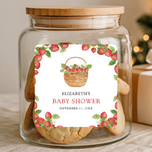 Strawberry Basket Berry Sweet Baby Shower Square Sticker