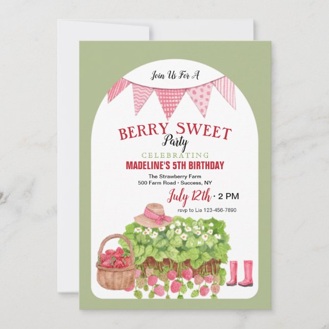 Strawberry Basket Invitation (Front)