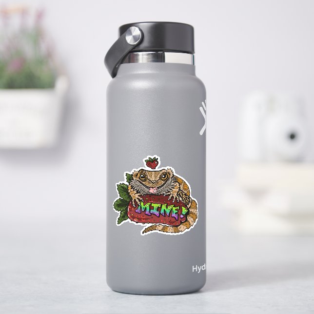 Strawberry Beardie Dragon "MINE!"  Sticker (HydroFlask)