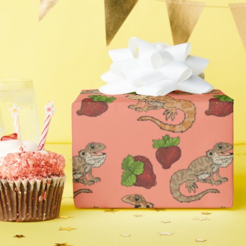 Strawberry Beardie Dragon MINE  Wrapping Paper