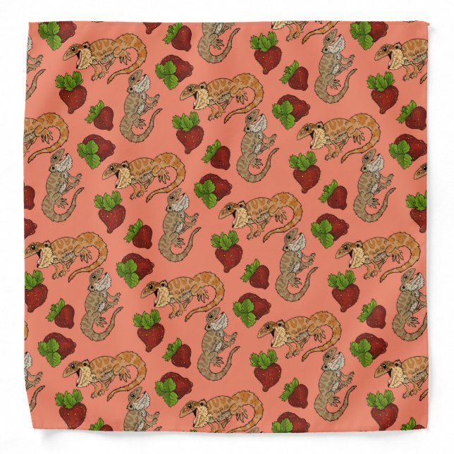 Strawberry Beardie Dragon Pattern  Bandana (Front)