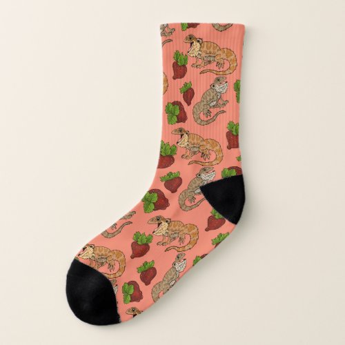 Strawberry Beardie Dragon Pattern Socks