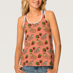 Strawberry Beardie Dragon Pattern Tank Top