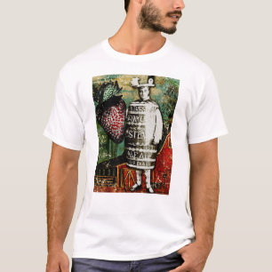Strawberry Beer Guy - Vintage Ephemera Collage T-Shirt