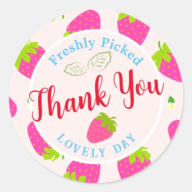 Strawberry Beige Classic Round Sticker (Front)